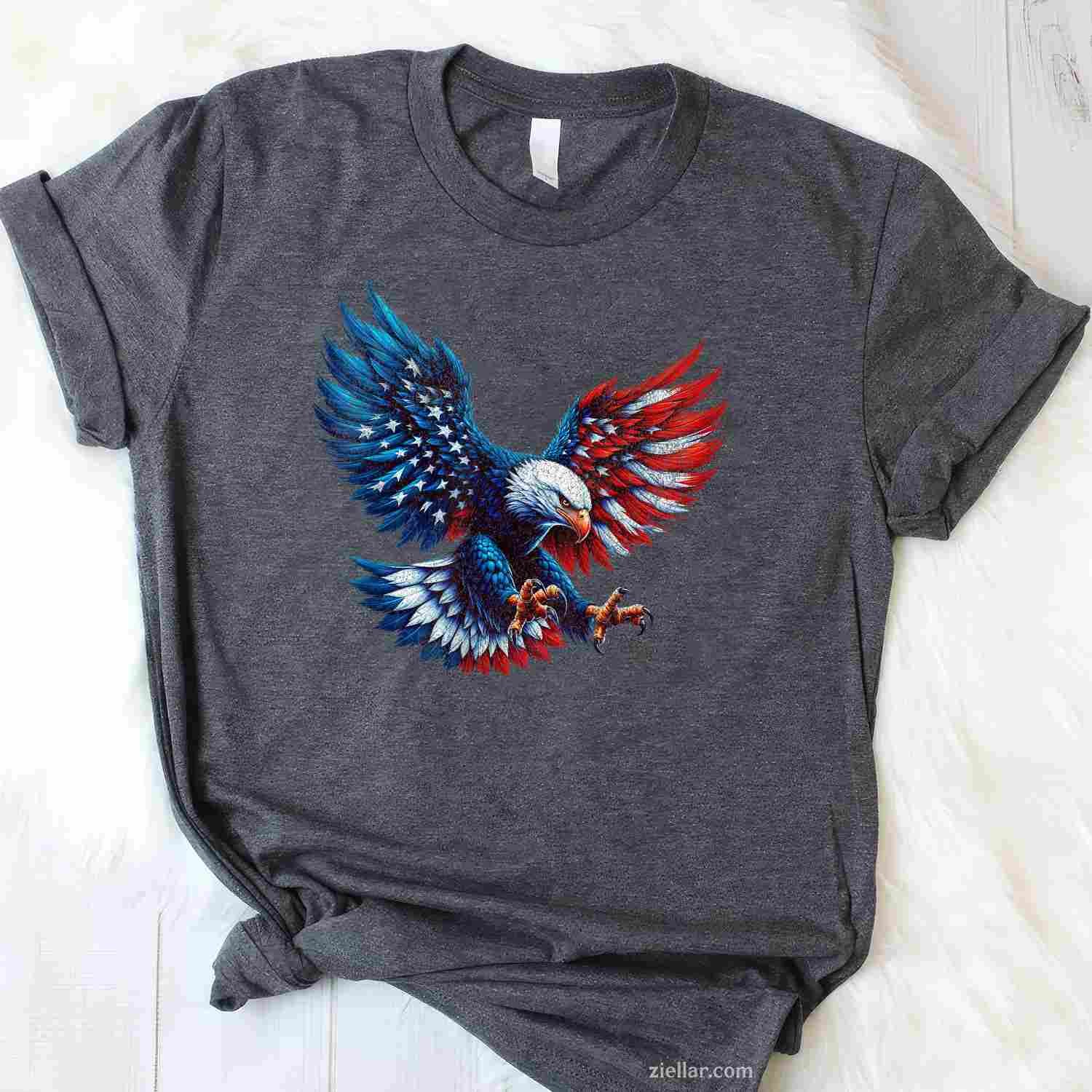 American Flag Bald Eagle Patriotic Eagle 4th of July USA T-Shirt Tee for Men Women Adults Unisex