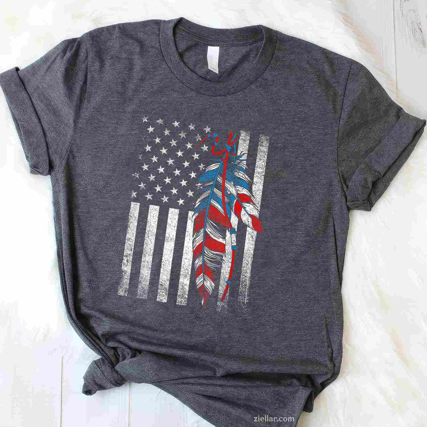 American Flag With Native Feather_ A Pride Month Indigenous T-Shirt And Tee For Adults