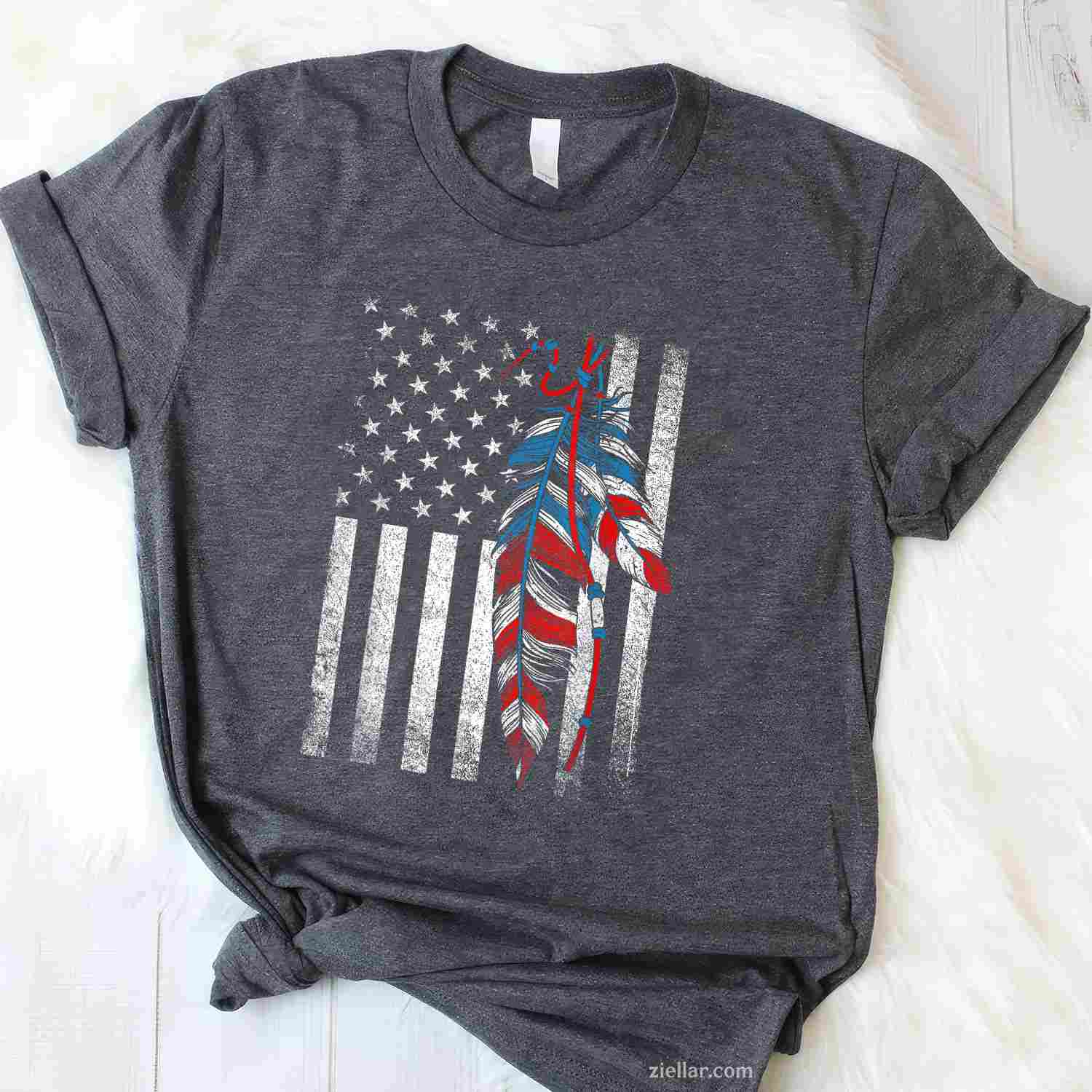 American Flag With Native Feather_ A Pride Month Indigenous T-Shirt And Tee For Adults