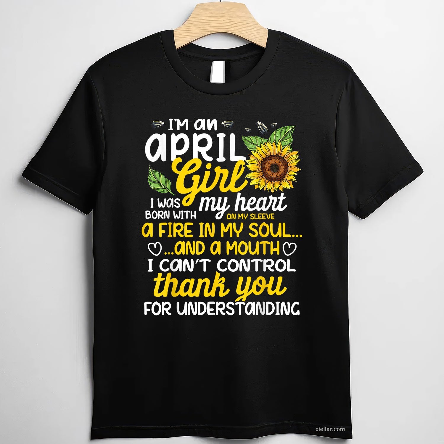 April Sunflower Girl Tee and T-Shirt, I’m a Queen Born in April T-Shirt Gift for Women Adults