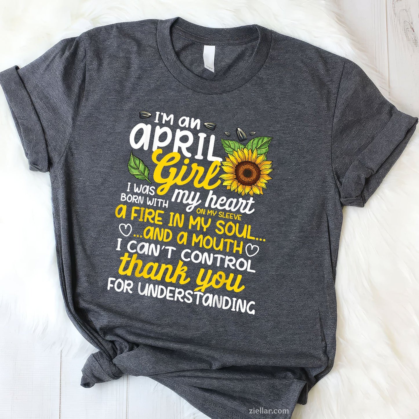April Sunflower Girl Tee and T-Shirt, I’m a Queen Born in April T-Shirt Gift for Women Adults