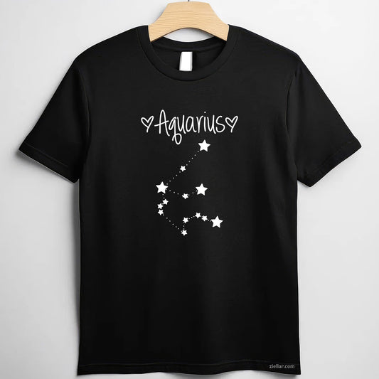 Aquarius Horoscope Tee and T-Shirt, Zodiac Birthday Gift T-Shirt for January February Adults