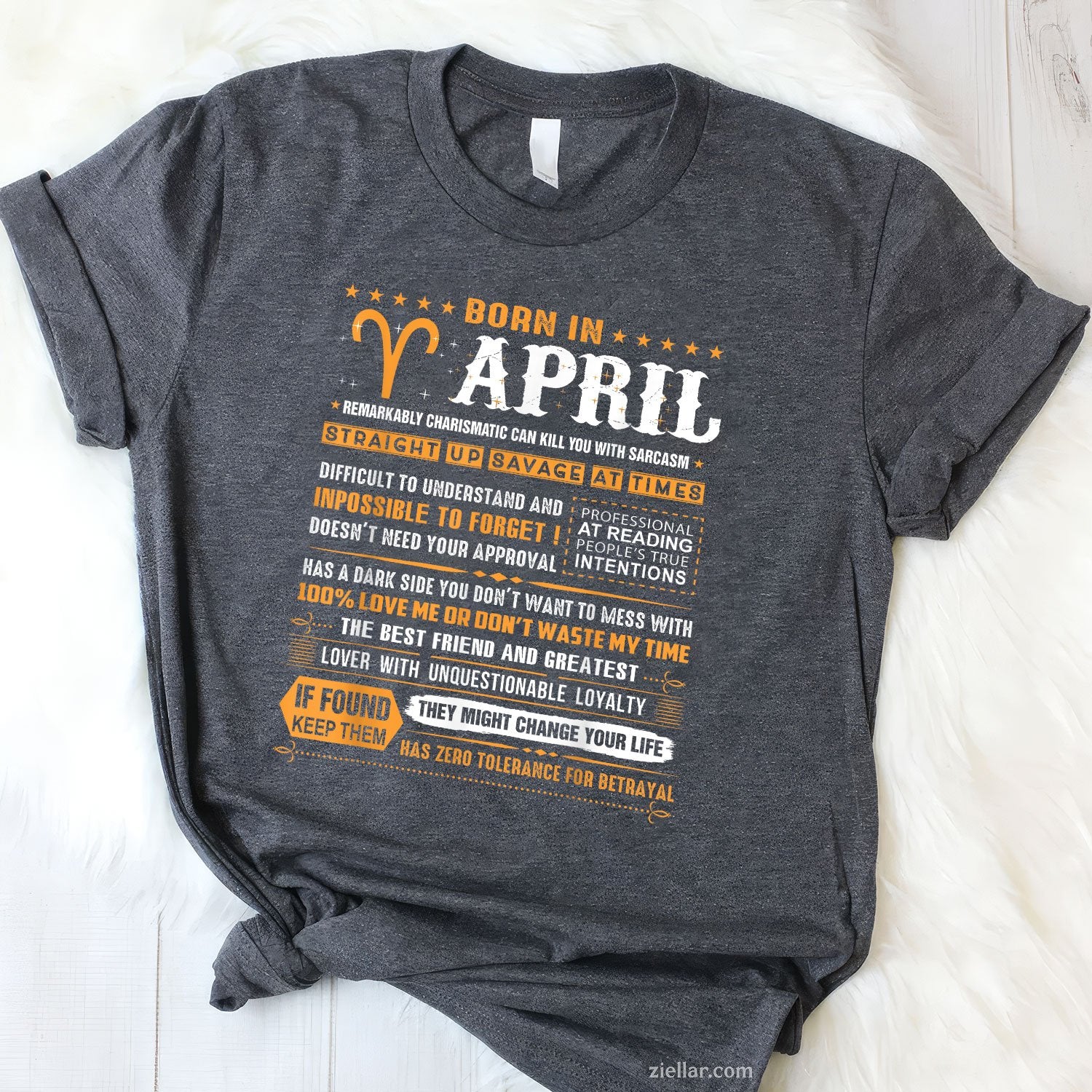 Aries Zodiac Birthday Tee and T-Shirt, Born in April T-Shirt Gift for Men and Women Adults