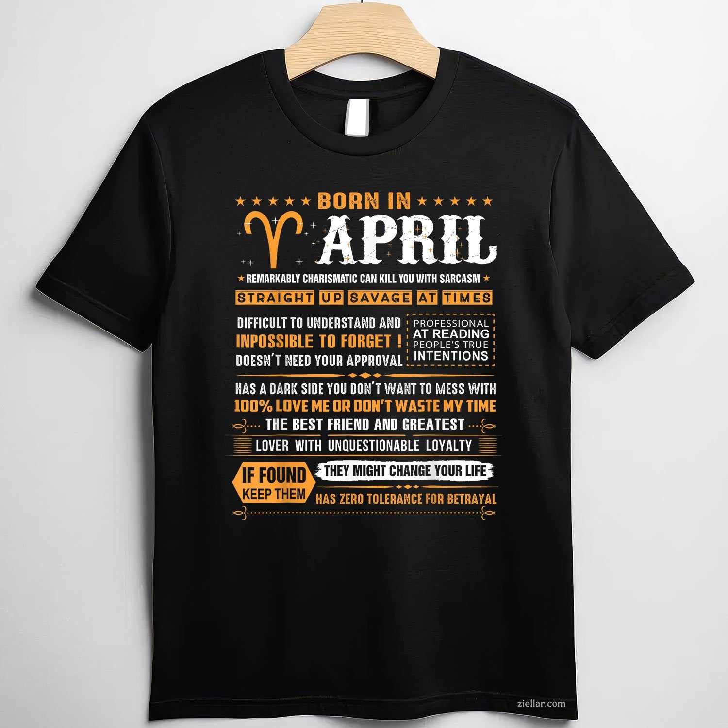 Aries Zodiac Birthday Tee and T-Shirt, Born in April T-Shirt Gift for Men and Women Adults