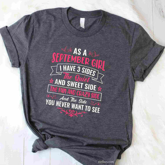As a September girl - girls T-Shirt Tee for Men Women Adults Unisex