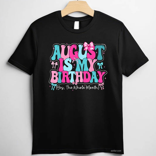 August Birthday Queen Tee and T-Shirt, Party Celebration T-Shirt Gift for Women Adults
