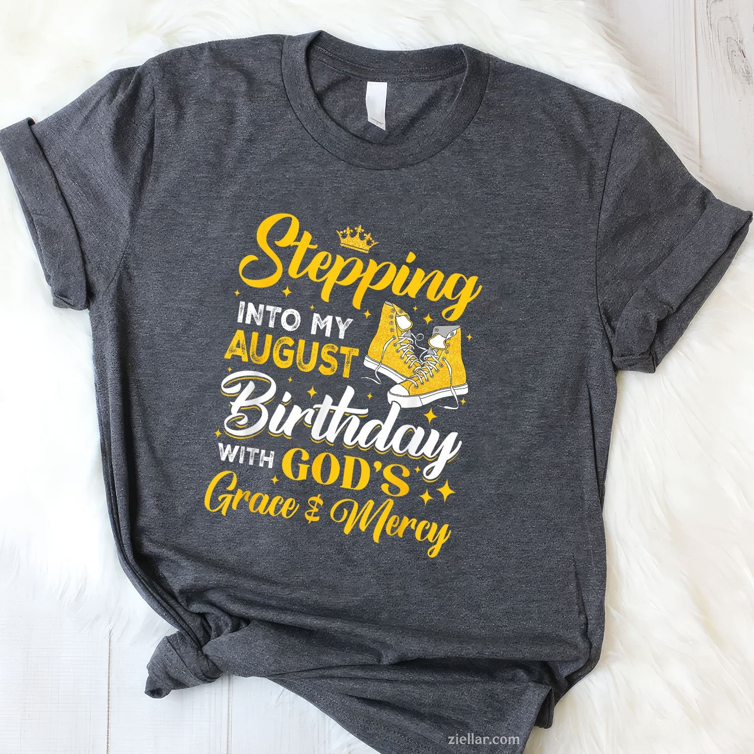 August Birthday Tee and T-Shirt, With God’s Grace and Mercy T-Shirt Gift for Adults