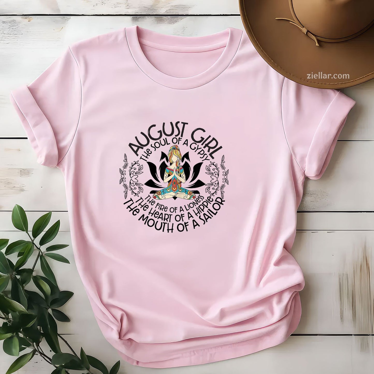 August Girl Hippie Heart Tee and T-Shirt, Sailor Mouth Birthday T-Shirt Gift for Women Adults