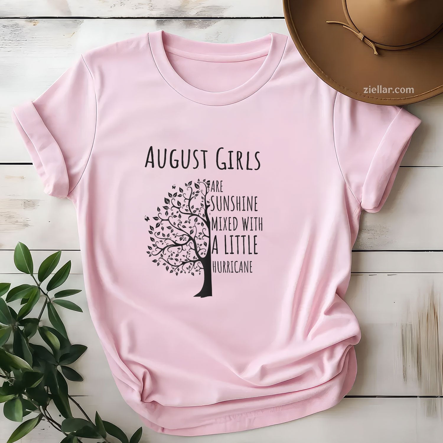 August Girls Are Sunshine Tee and T-Shirt, Mixed with Hurricane Funny T-Shirt Gift for Adults