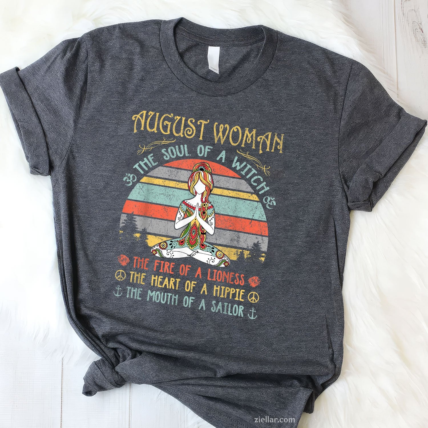 August Woman Witch Soul Tee and T-Shirt, Vintage Birthday T-Shirt Gift for Adults