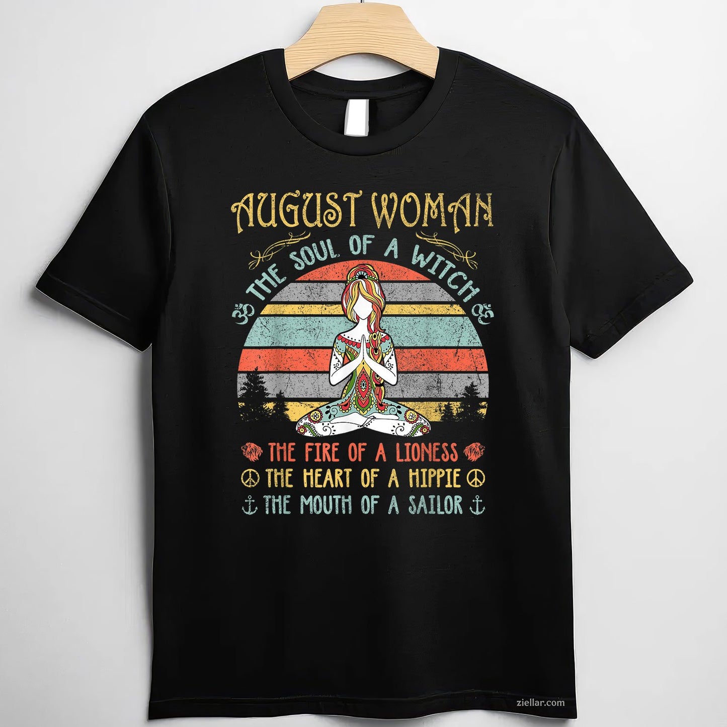 August Woman Witch Soul Tee and T-Shirt, Vintage Birthday T-Shirt Gift for Adults