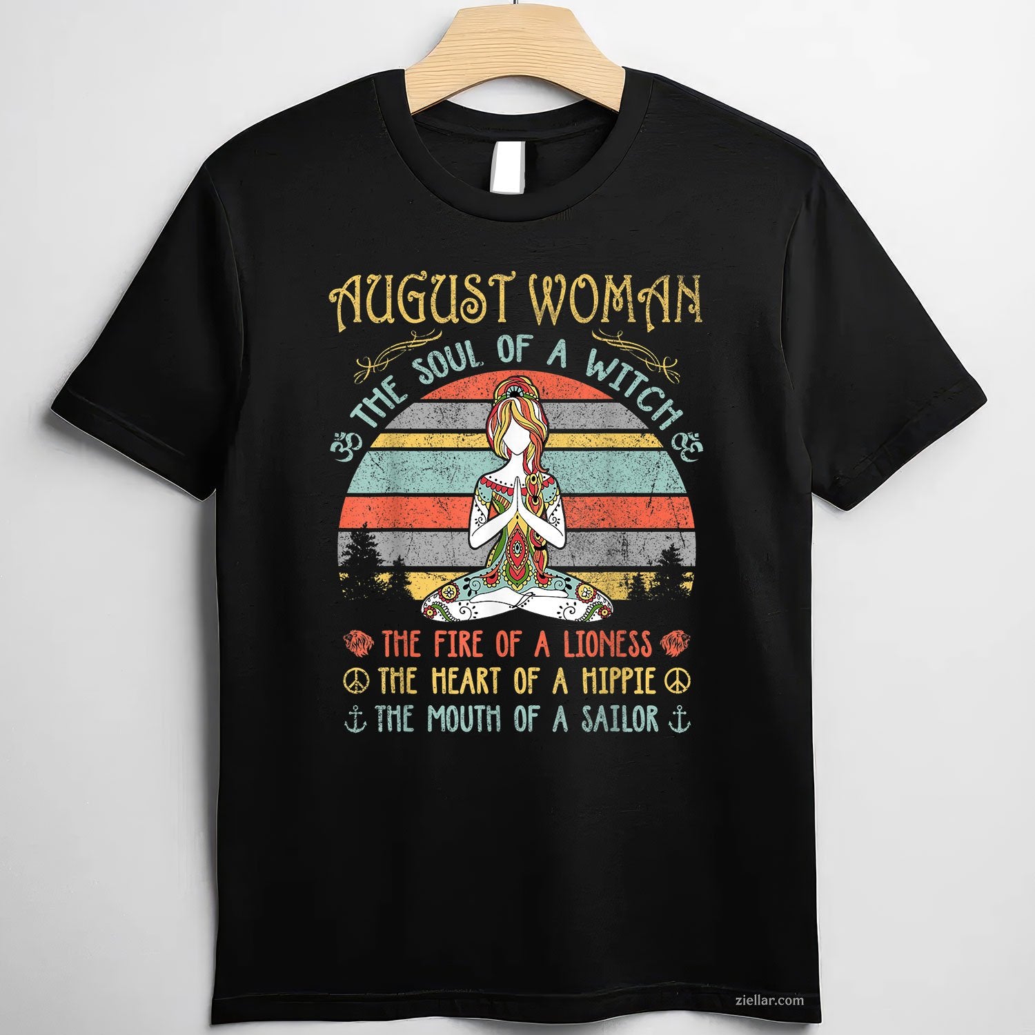 August Woman Witch Soul Tee and T-Shirt, Vintage Birthday T-Shirt Gift for Adults