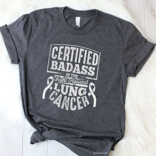 Badass Lung Cancer Awareness T Shirt Women Men Gifts T-Shirt