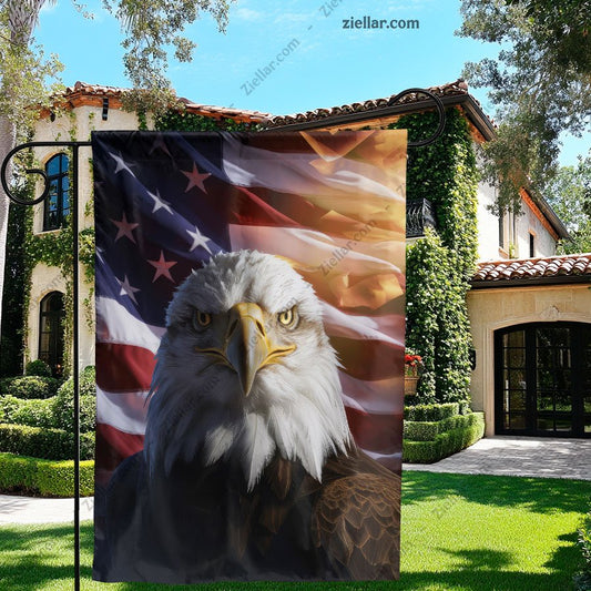 Bald Eagle American Flag Garden Decor Patriotic Yard Banner USA Home Gift