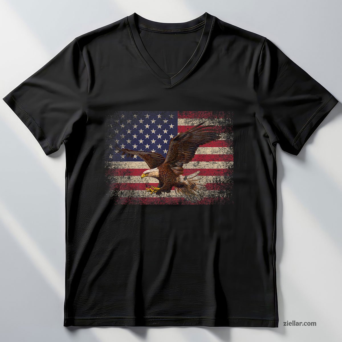 Bald Eagle 4th of July Christmas Gift American Flag Country V-Neck Shirt