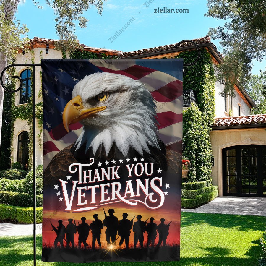 Bald Eagle and Soldiers Garden Flag Patriotic Outdoor Decor for Yard or Home