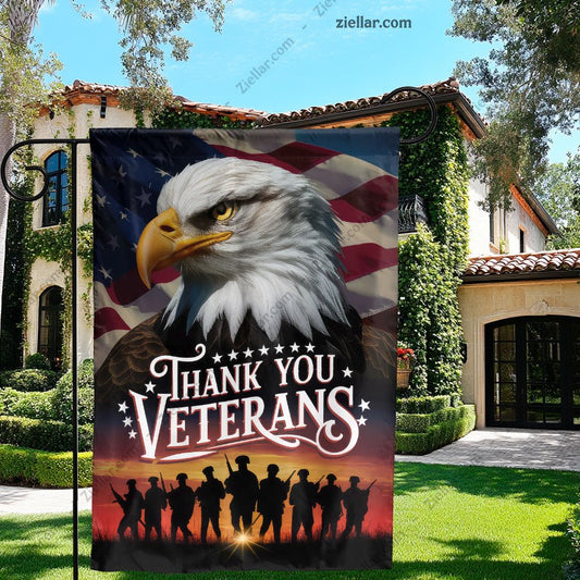 Bald Eagle and Soldiers Garden Flag Patriotic Outdoor Decor for Yard or Home
