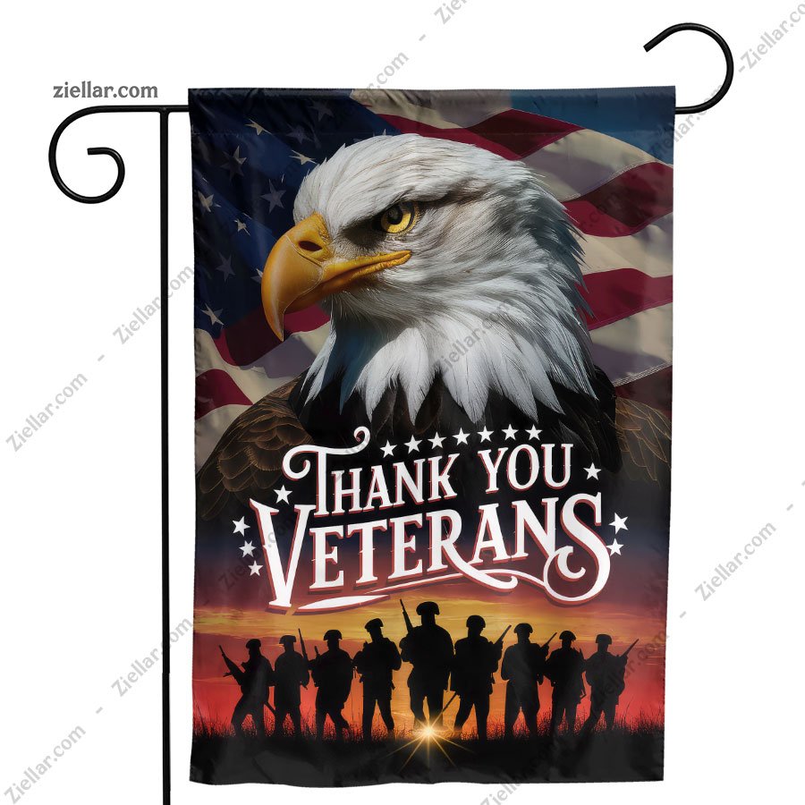 Bald Eagle and Soldiers Garden Flag Patriotic Outdoor Decor for Yard or Home