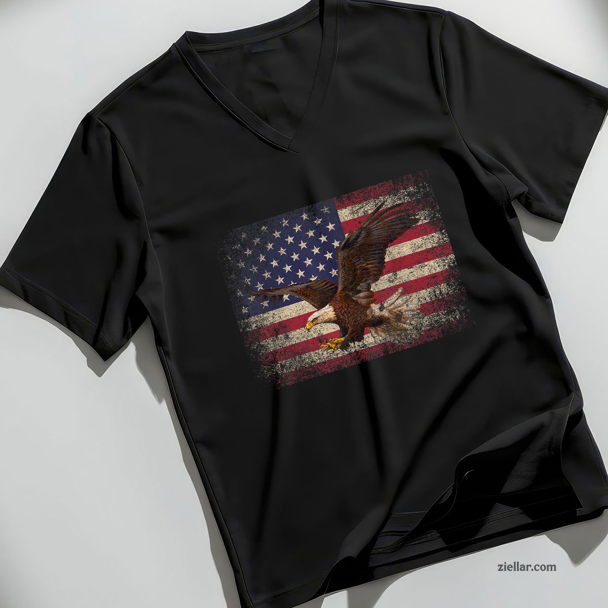 Bald Eagle 4th of July Christmas Gift American Flag Country V-Neck Shirt