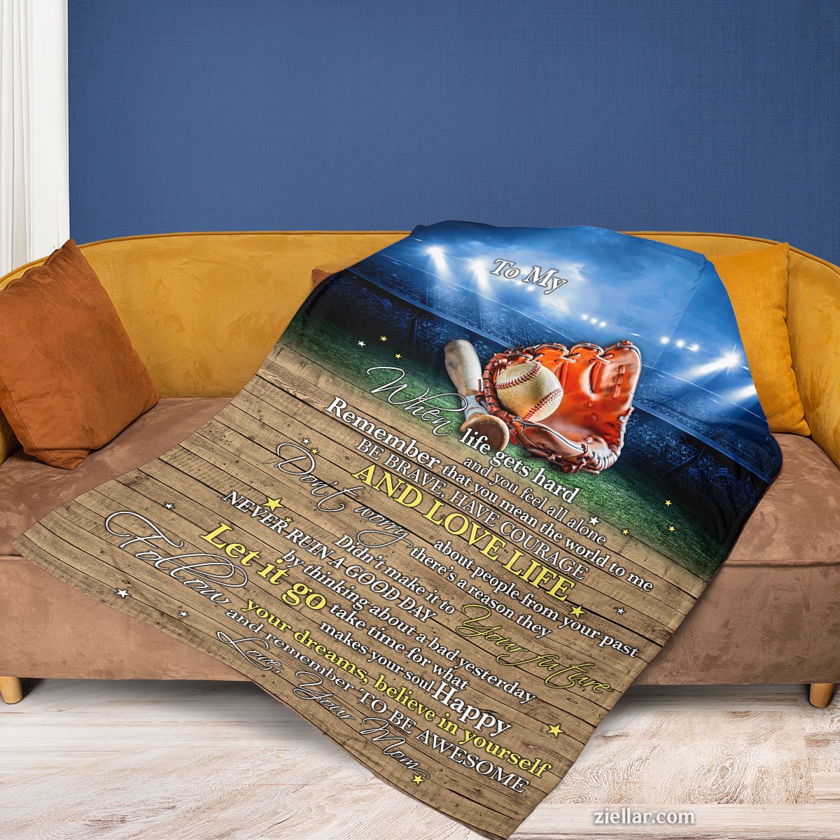 Baseball Life Quilt Blanket, Fleece Blanket Motivational Quote Gift for Baseball Lover