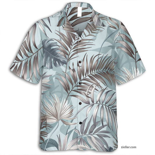 Beach Vacation Blue Palm Hawaiian Shirt Tee, Summer Aloha Wear for Adults