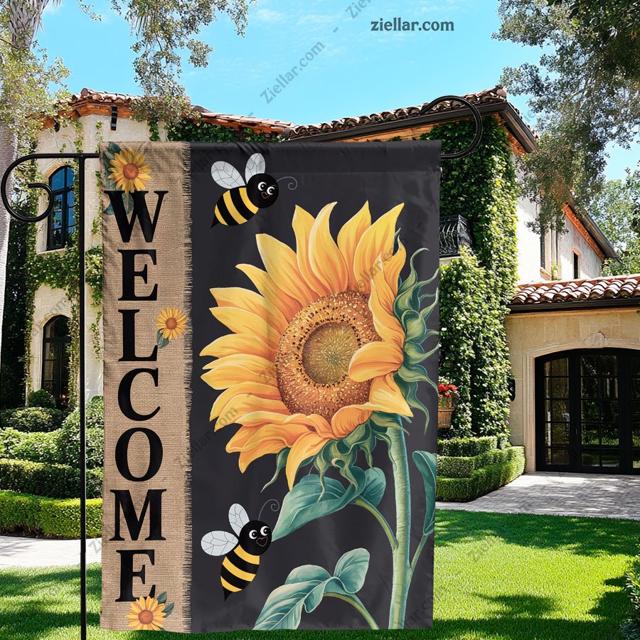 Bee Sunflower Garden Flag 12x18_ Double Sided Spring Summer Welcome Yard Decor