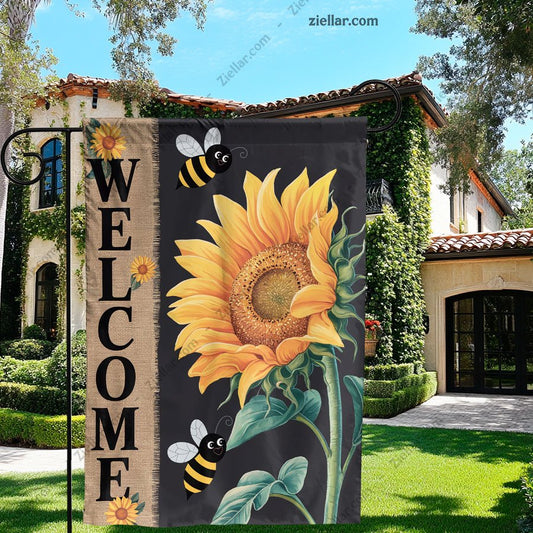 Bee Sunflower Garden Flag 12x18_ Double Sided Spring Summer Welcome Yard Decor