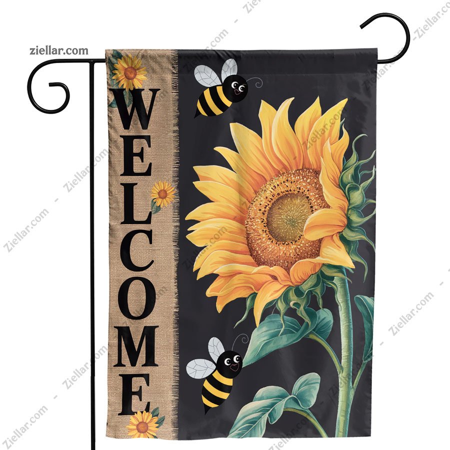 Bee Sunflower Garden Flag 12x18_ Double Sided Spring Summer Welcome Yard Decor