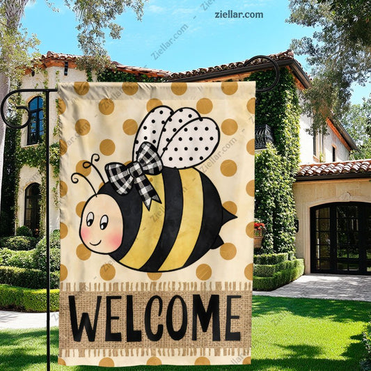 Bee Welcome Garden Flag 12x18 Inch Double Sided Summer Outdoor Yard Decor