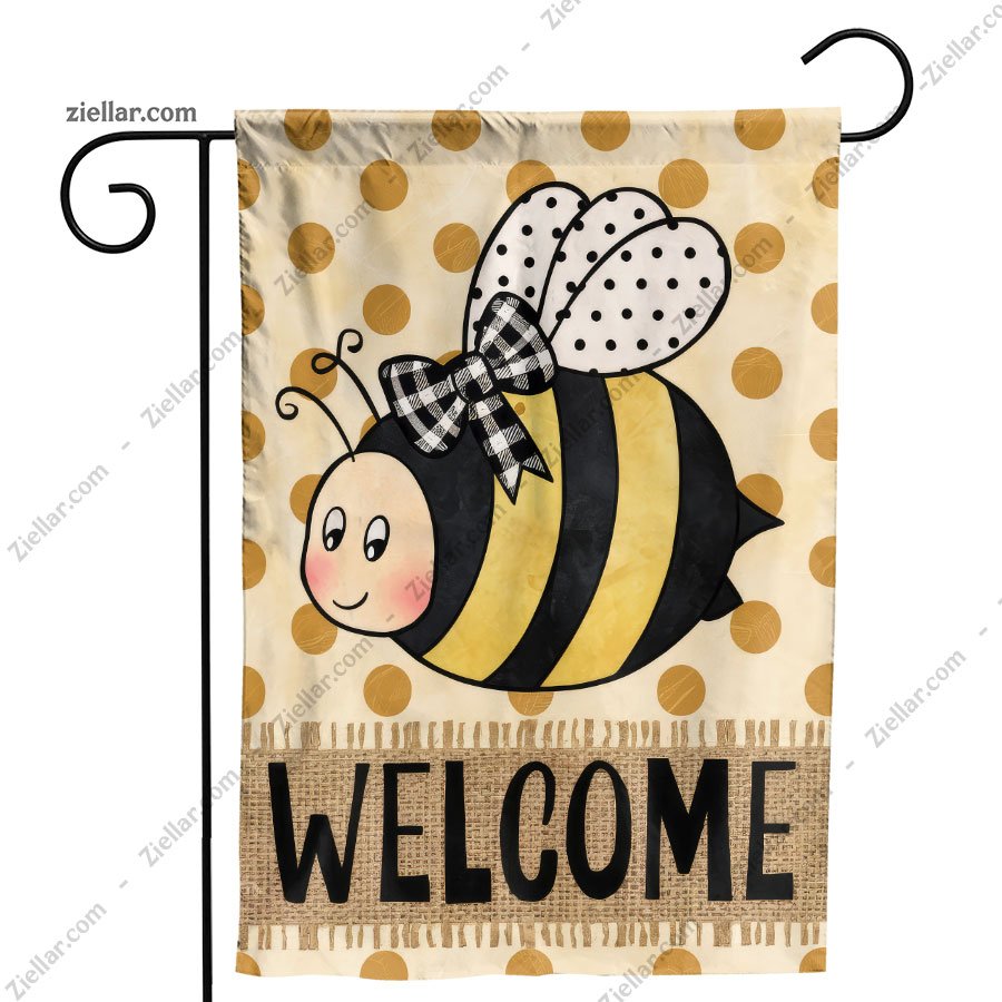 Bee Welcome Garden Flag 12x18 Inch Double Sided Summer Outdoor Yard Decor