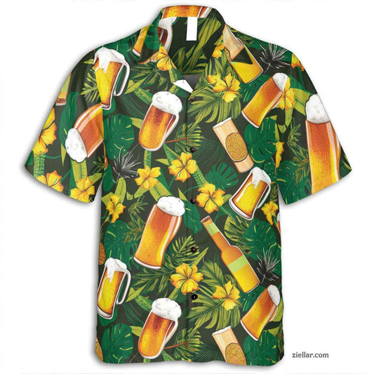Beer & Pineapple Hawaiian Shirt and Tee, Tropical Island Party Wear Adults
