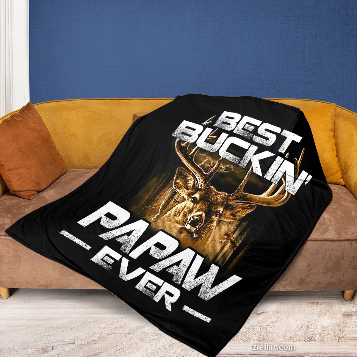 Best Buckin’ Papaw Ever Quilt Blanket, Fleece Blanket Deer Hunting Gift for Grandfather