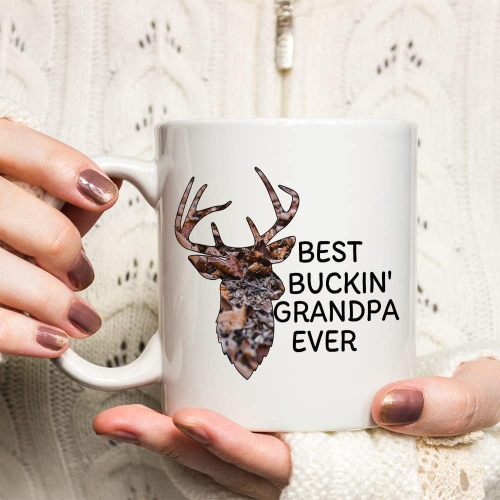 Best Buckin' Grandpa Ever Mug, Funny Birthday, Christmas, Father's Day Gift for Papa 11 Oz