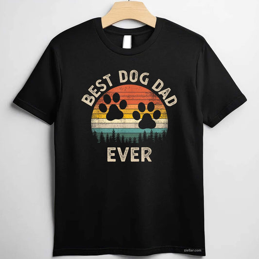 Best Dog Dad Ever Vintage T-Shirt, Father'S Day Dog Lover Vintage Graphic Tee For Men Adults
