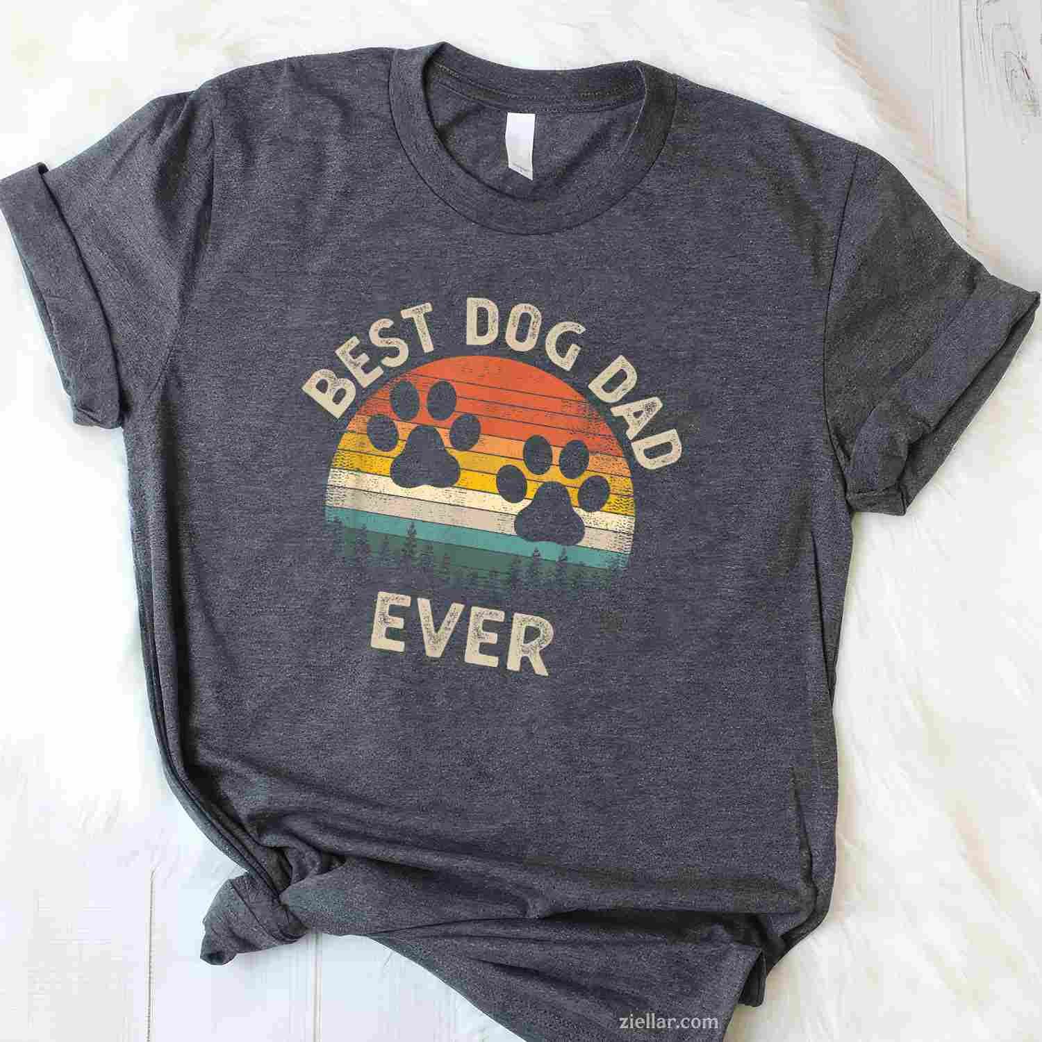 Best Dog Dad Ever Vintage T-Shirt, Father'S Day Dog Lover Vintage Graphic Tee For Men Adults