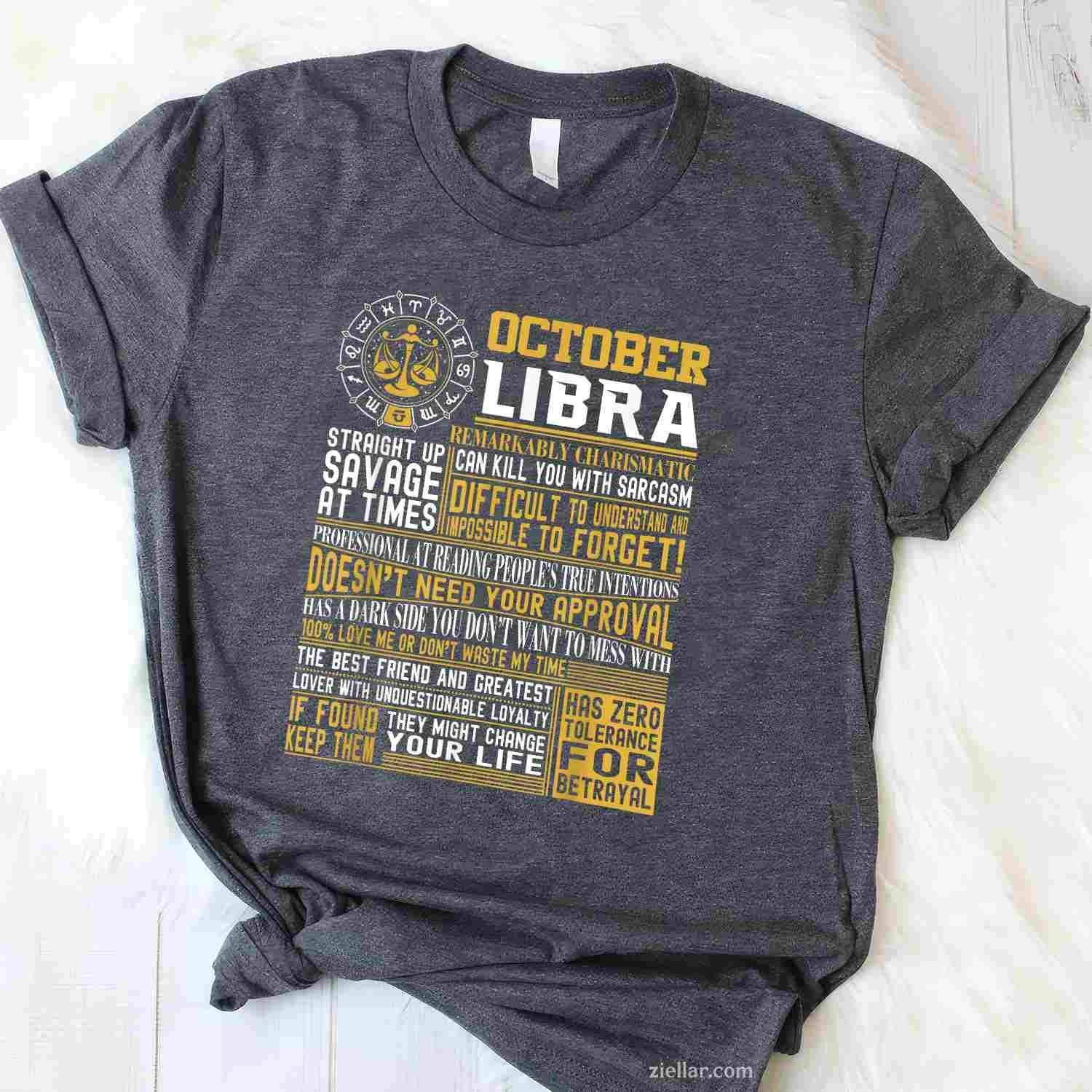 Best born in October Libra zodiac sign t shirts men, women T-Shirt and Tee for Adults Men Women Unisex