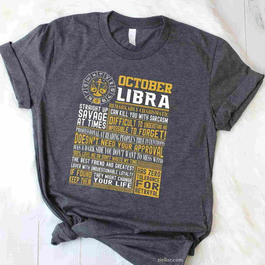 Best born in October Libra zodiac sign t shirts men, women T-Shirt and Tee for Adults Men Women Unisex