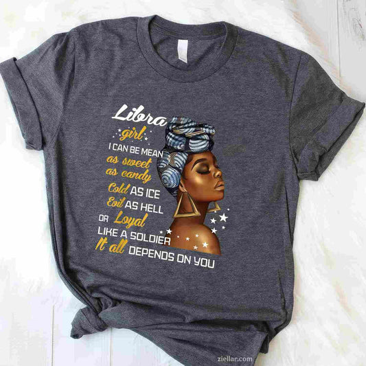 Birthday Gift Libra Girl September or October Women T-Shirt and Tee for Adults Men Women Unisex