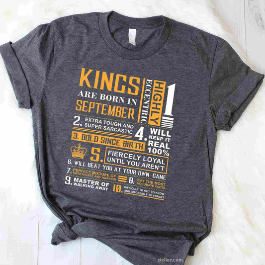 Birthday Gifts - Kings are Born In September T-Shirt Tee T-Shirt Tee for Men Women Adults Unisex