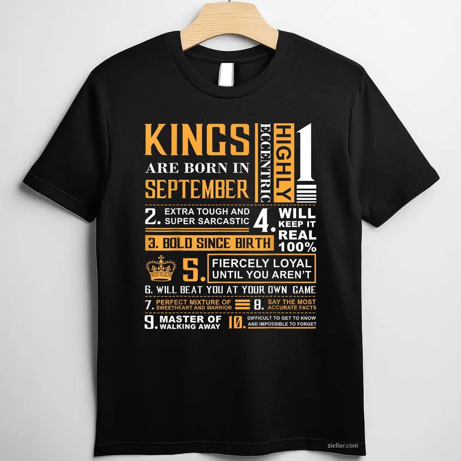Birthday Gifts - Kings are Born In September T-Shirt Tee T-Shirt Tee for Men Women Adults Unisex