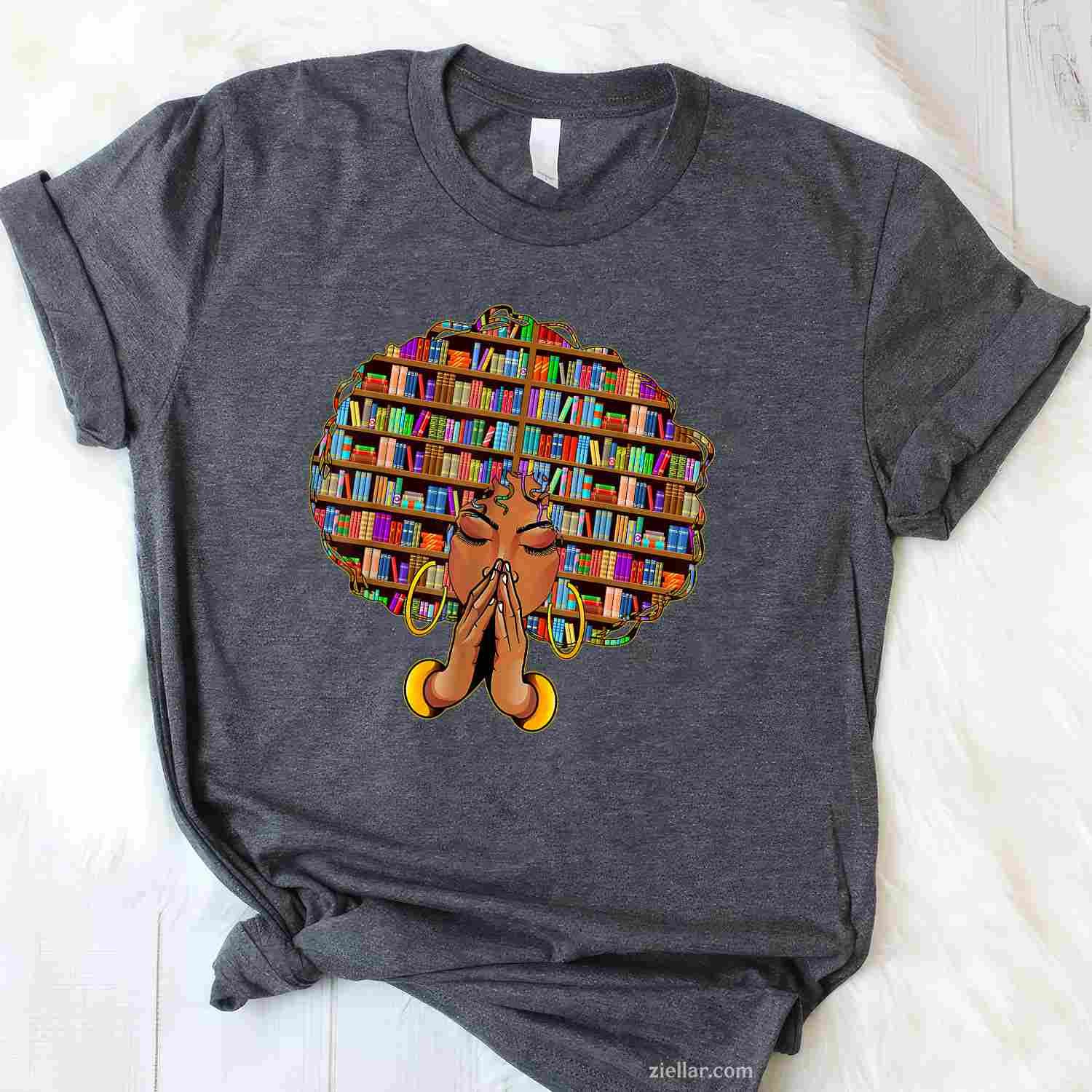 Black History Month Afro Women Girls Book Lover Librarian T-Shirt
