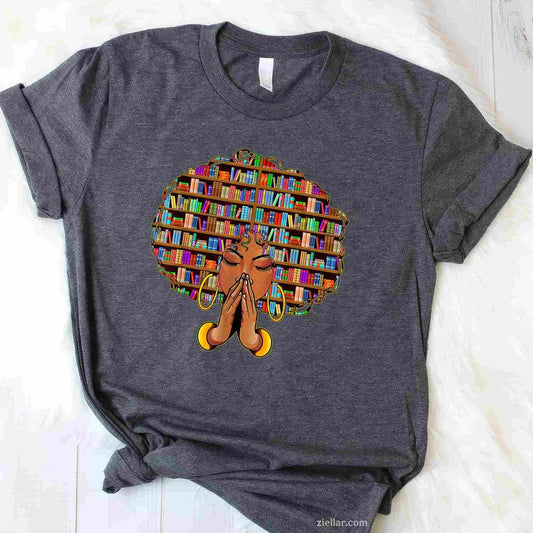 Black History Month Afro Women Girls Book Lover Librarian T-Shirt