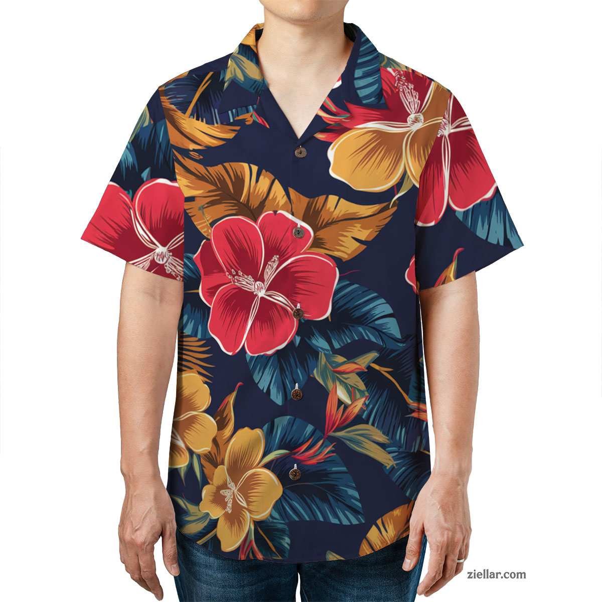 Blue Pineapple Tropical Hawaiian Shirt and Tee, Aloha Beach Party Outfit
