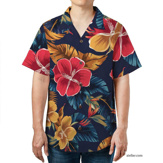 Blue Pineapple Tropical Hawaiian Shirt and Tee, Aloha Beach Party Outfit