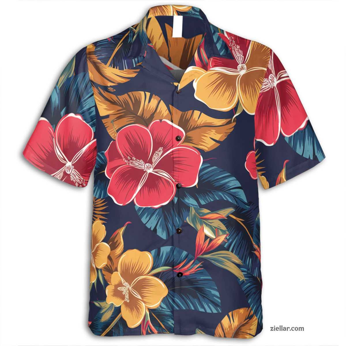 Blue Pineapple Tropical Hawaiian Shirt and Tee, Aloha Beach Party Outfit