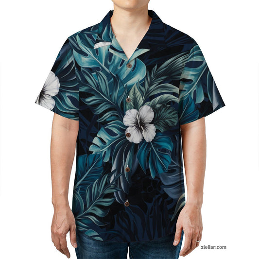 Blue Tropical Leaf and White Hibiscus Hawaiian Shirts Gift for Men Women Summer – Colorful Shirt for Coastal Style