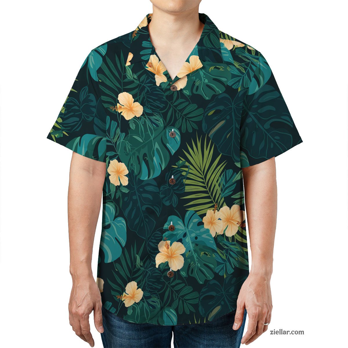 Blue Tropical Leaf White Hibiscus Floral Hawaiian Shirts for Beach Vacation – Must-Have Shirt for Your Holiday