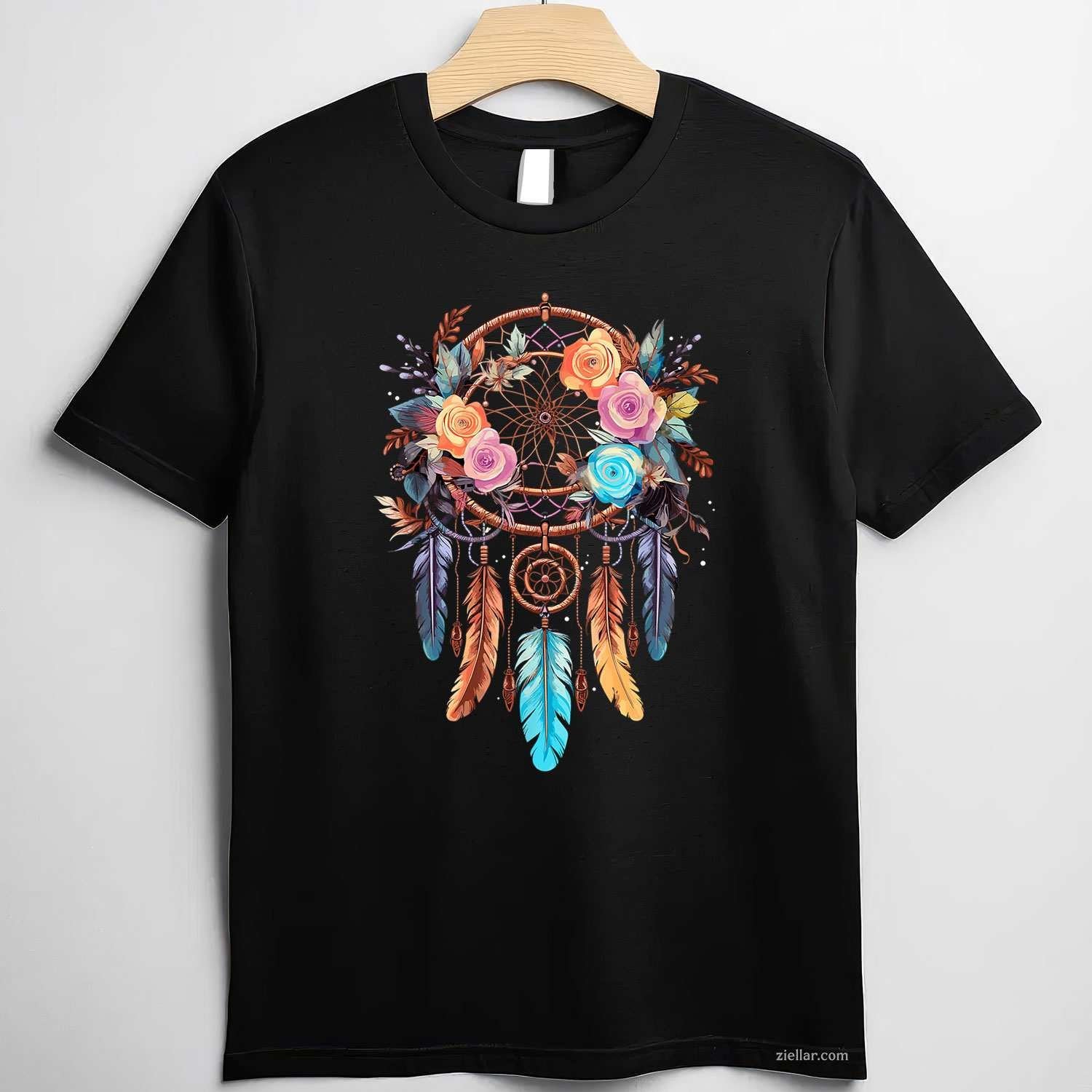 Boho Dream Catcher T-Shirt, Vintage Graphic Tee For Cat Lovers, Pet Owners Adults