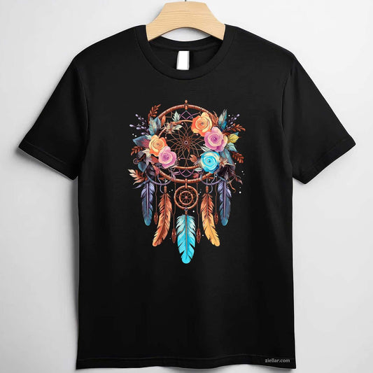Boho Dream Catcher T-Shirt, Vintage Graphic Tee For Cat Lovers, Pet Owners Adults