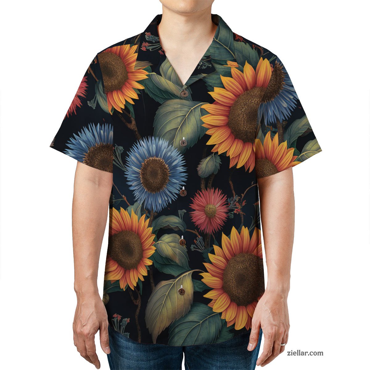Bold Wildflower Hawaiian Shirt Tee, Tropical Summer Gift for Adults